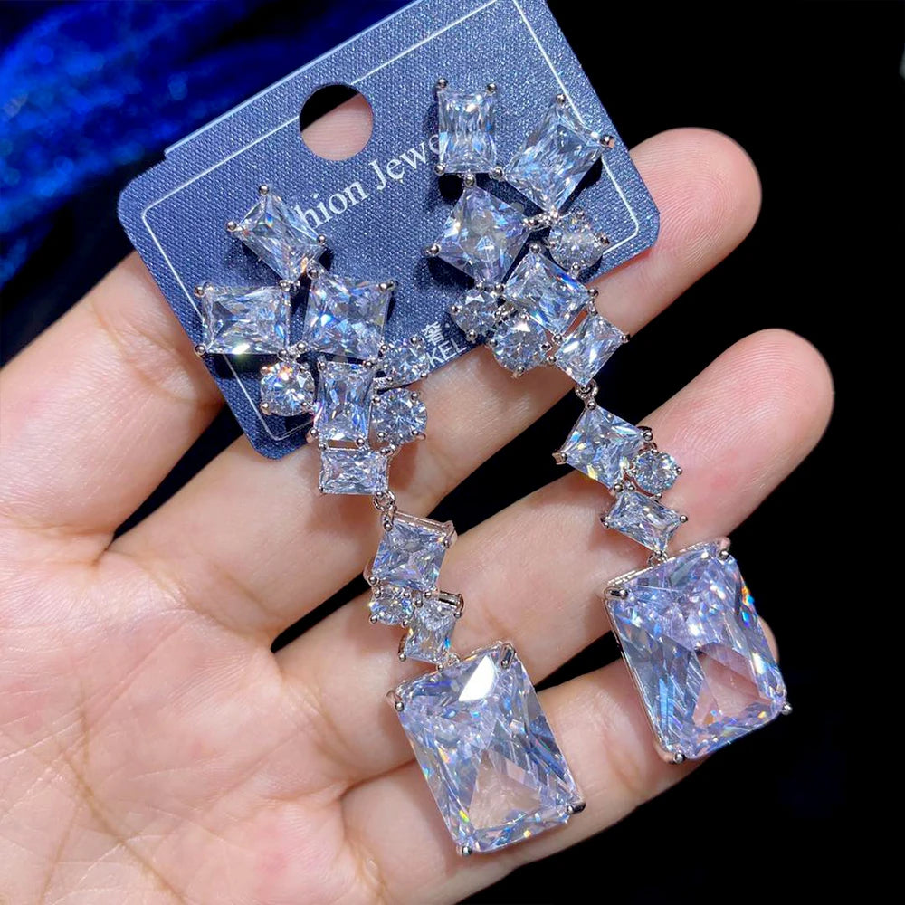 Elegant Geometric Water Drop Crystal Earrings for Women