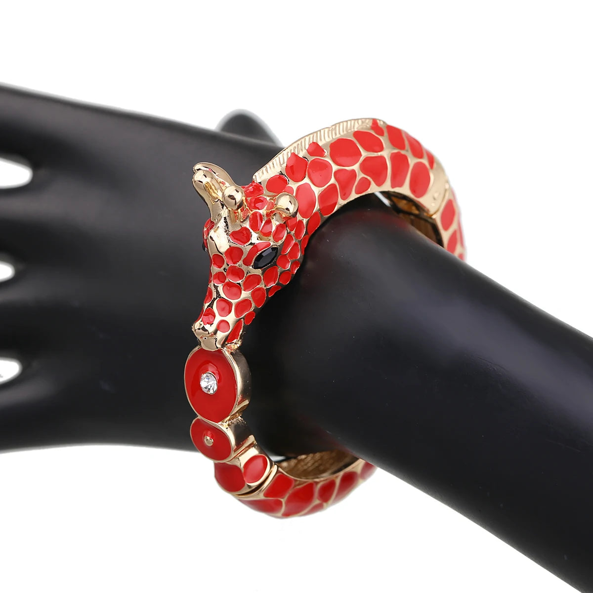 Gold Plated Zebra Enamel Statement Cuff Bracelet for Women