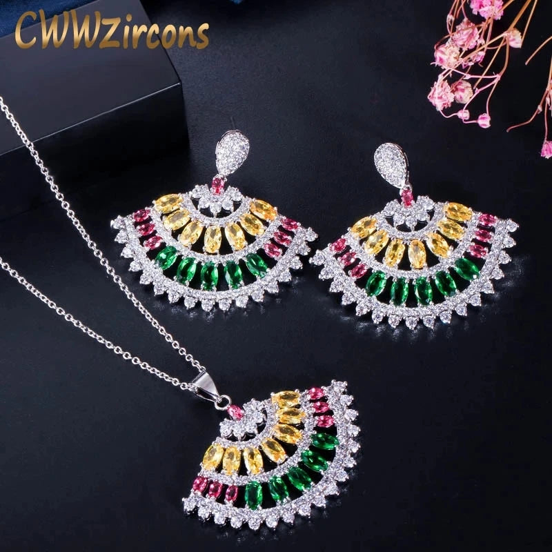 Fan Shaped Multicolor Jewelry Set