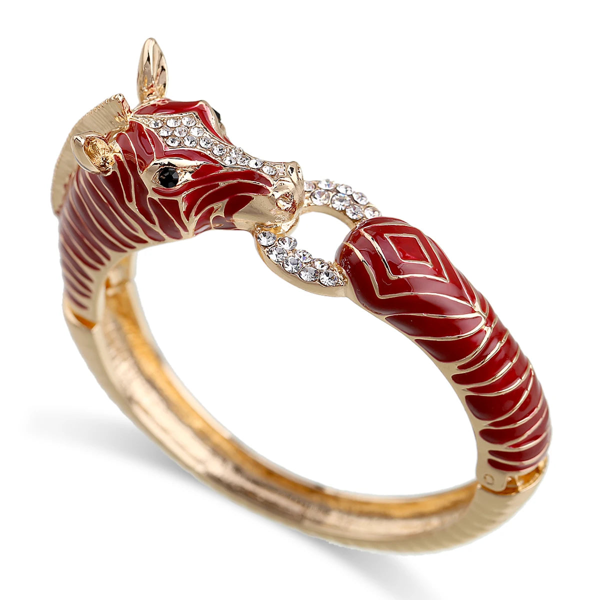 Gold Plated Crystal Zebra Style Cuff Bracelet for Women