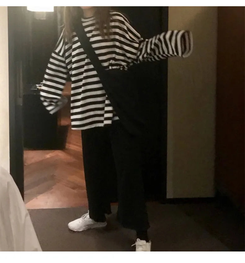 Striped Knit Long Sleeve Tee