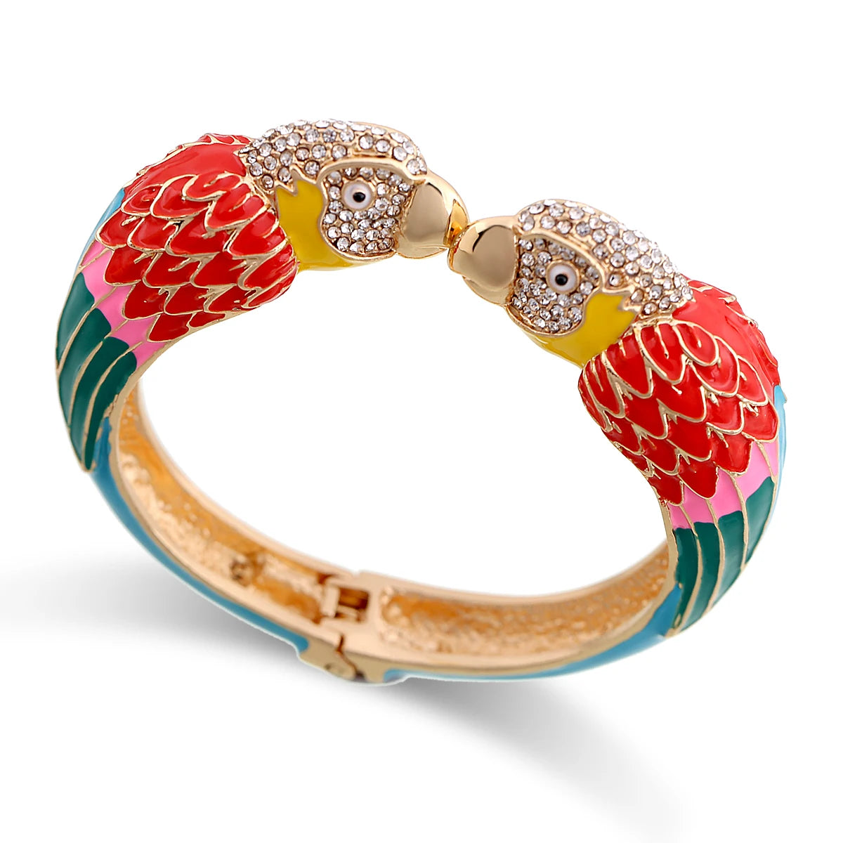 Statement Double Macaw Enamel Cuff Bracelet for Women