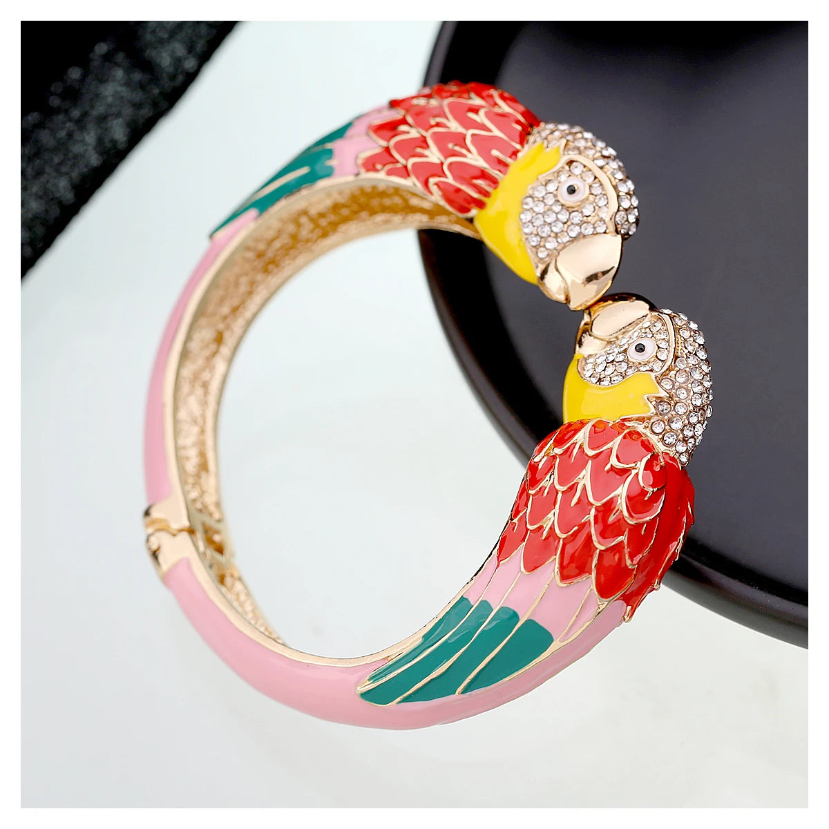 Statement Double Macaw Enamel Cuff Bracelet for Women