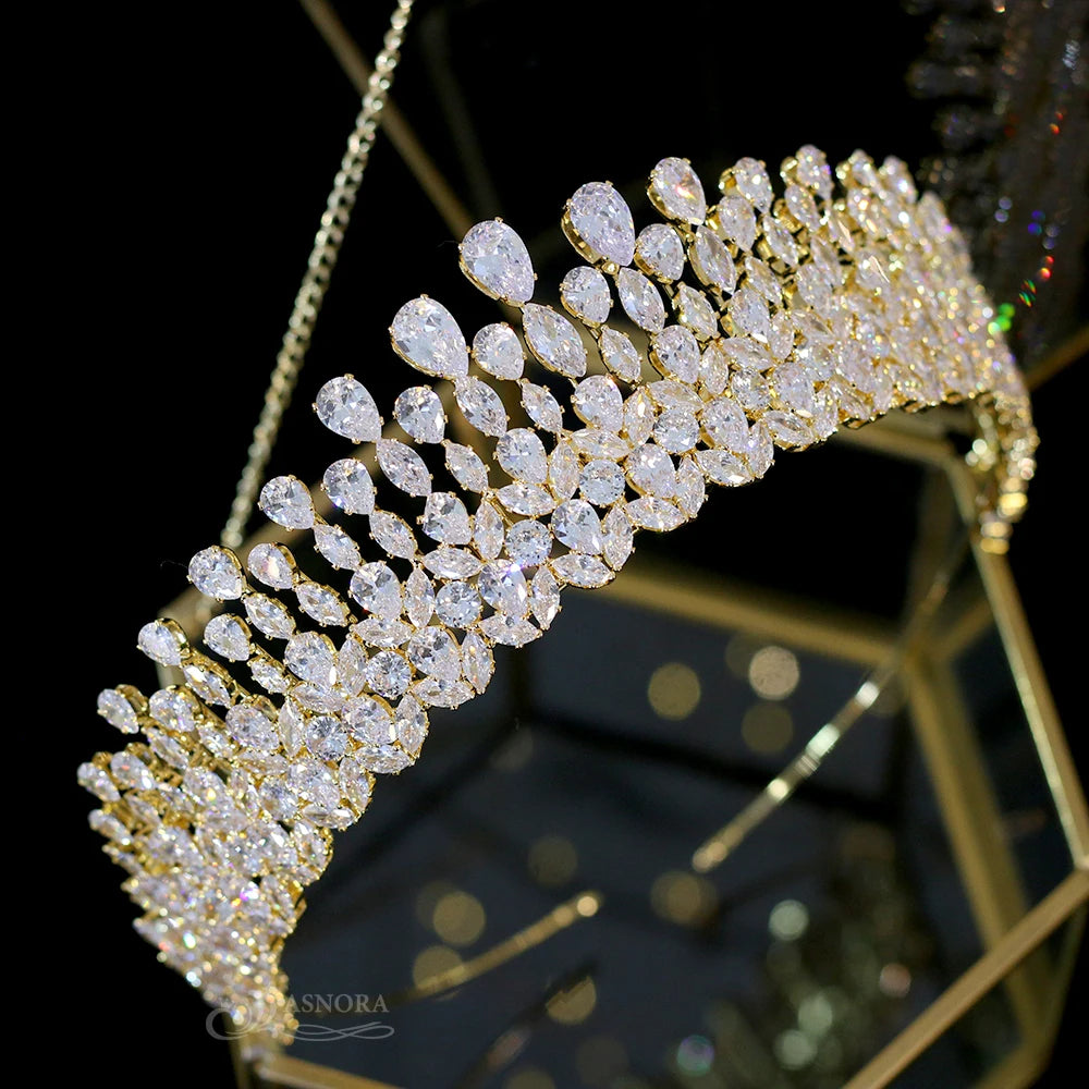 Elegant Full Crystal Bridal Wedding Crown for Women