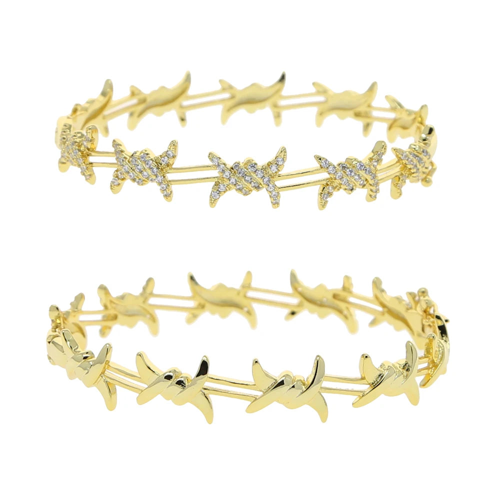 Twisted Rattan Style CZ Bangle Bracelet
