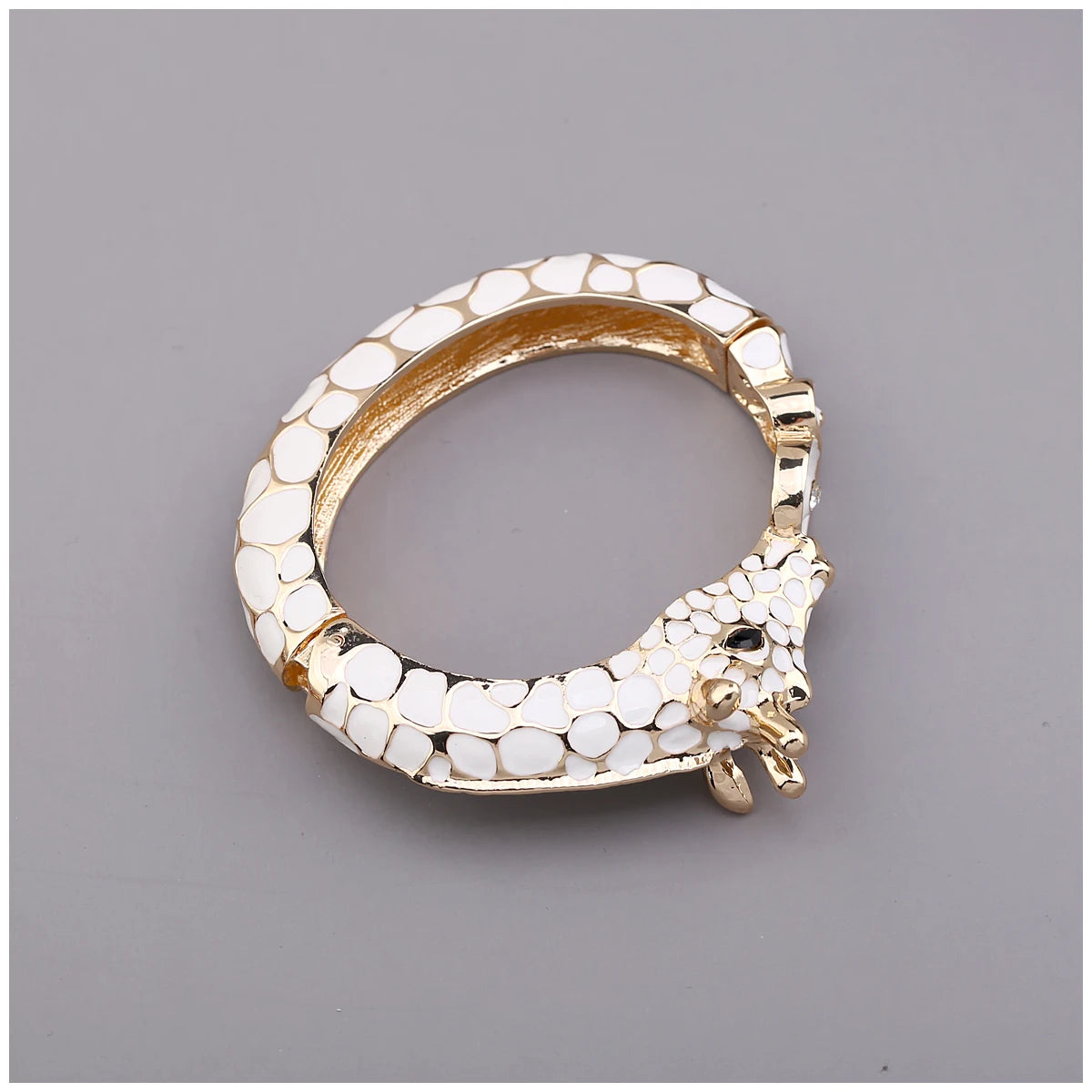 Gold Plated Zebra Enamel Statement Cuff Bracelet for Women