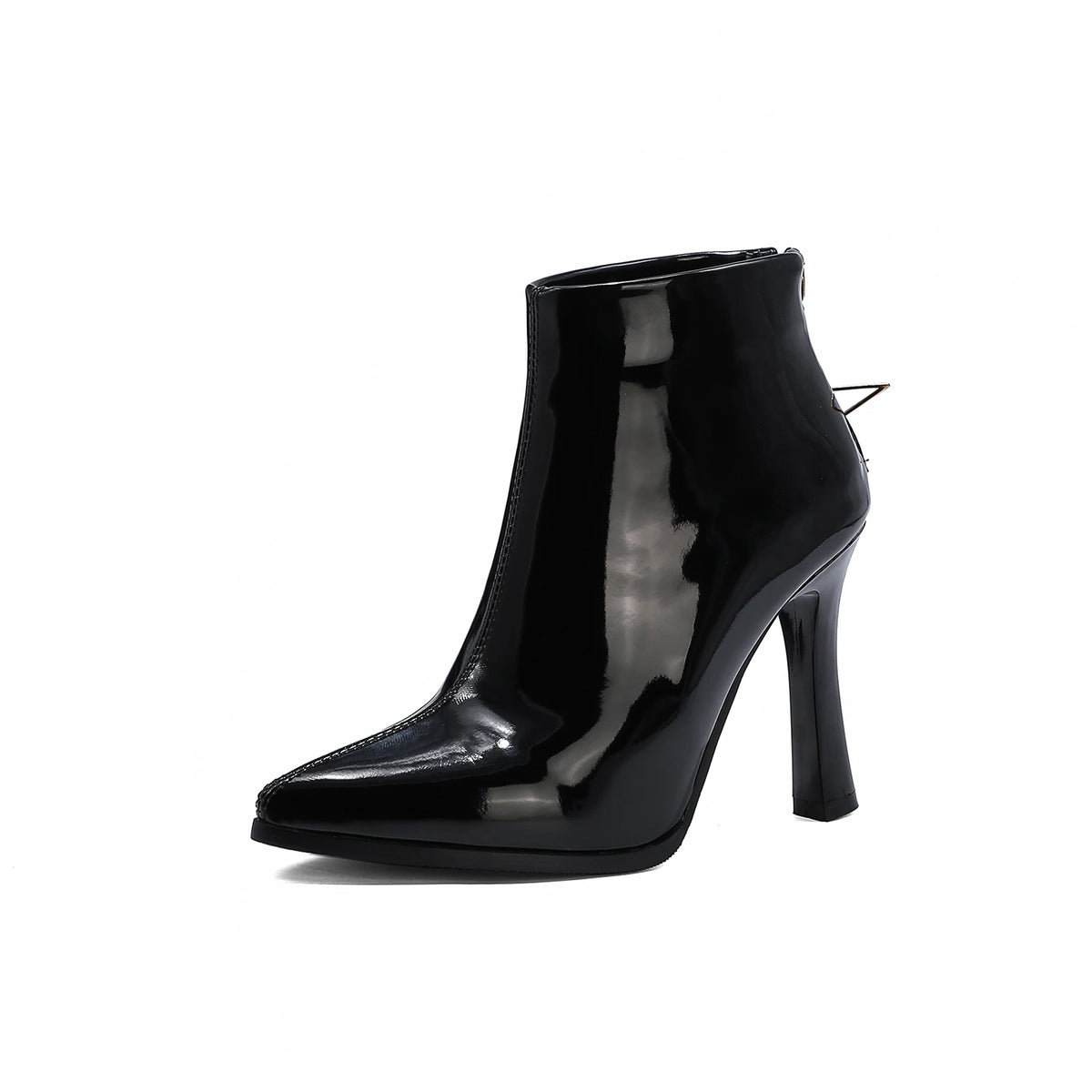 Glossy Patent Leather Zipper Ankle Boots for Women