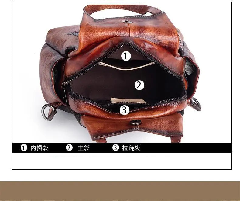 Genuine Leather Embossed Vintage Shoulder Bag for Women