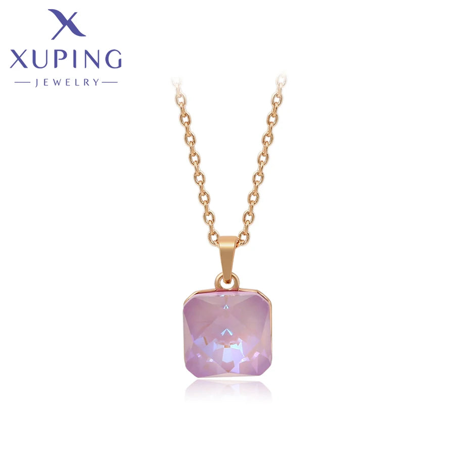 Square Crystal Pendant Necklace