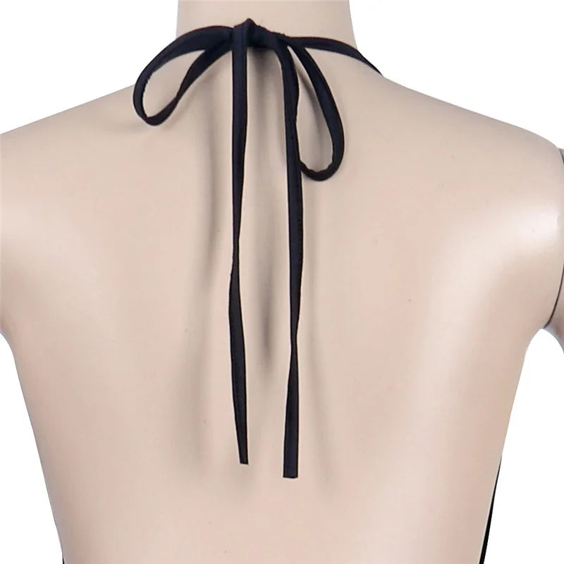 Rhinestone Halter Backless Bodycon Dress for Women