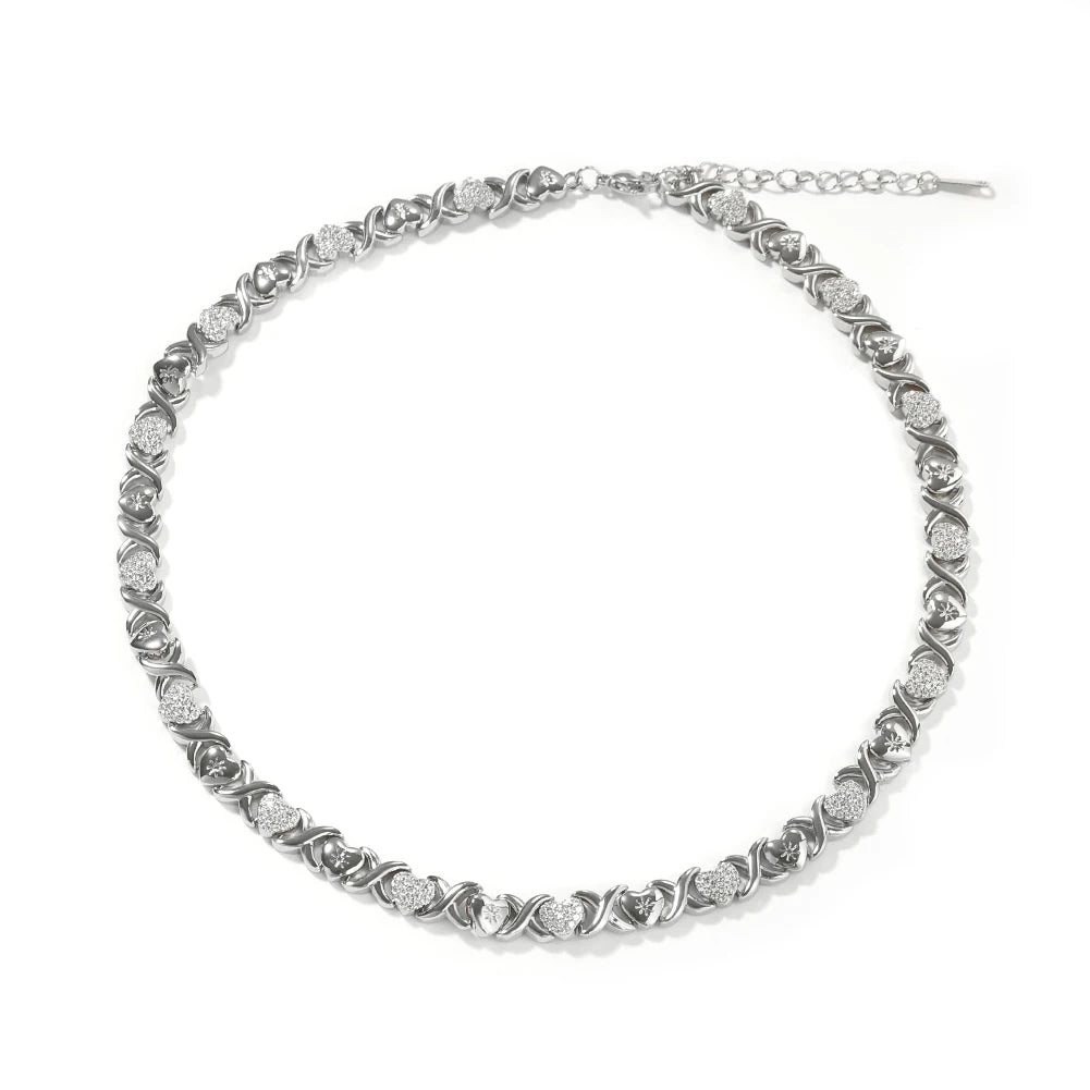 UWIN 2025 Diamond-Cut Hearts Stampato Bracelet 18K Gold Iced Out Heart and Kisses XO Chain Bracelet