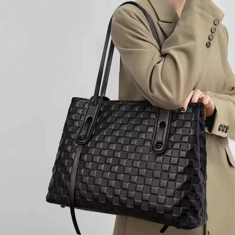 2025 New Designs Genuine Leather Women's Tote Bag with Large Capacity Printed Cowhide One Shoulder Handbag