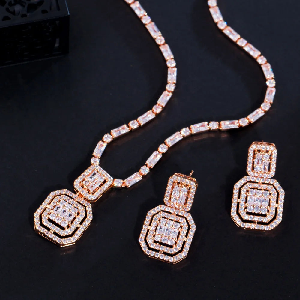 Baguette Cubic Zirconia Necklace Set