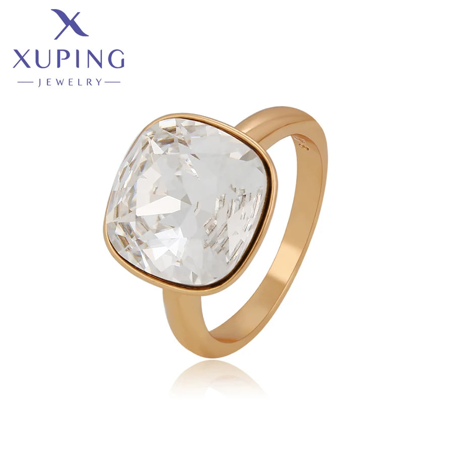 Gold Plated Teardrop Crystal Ring