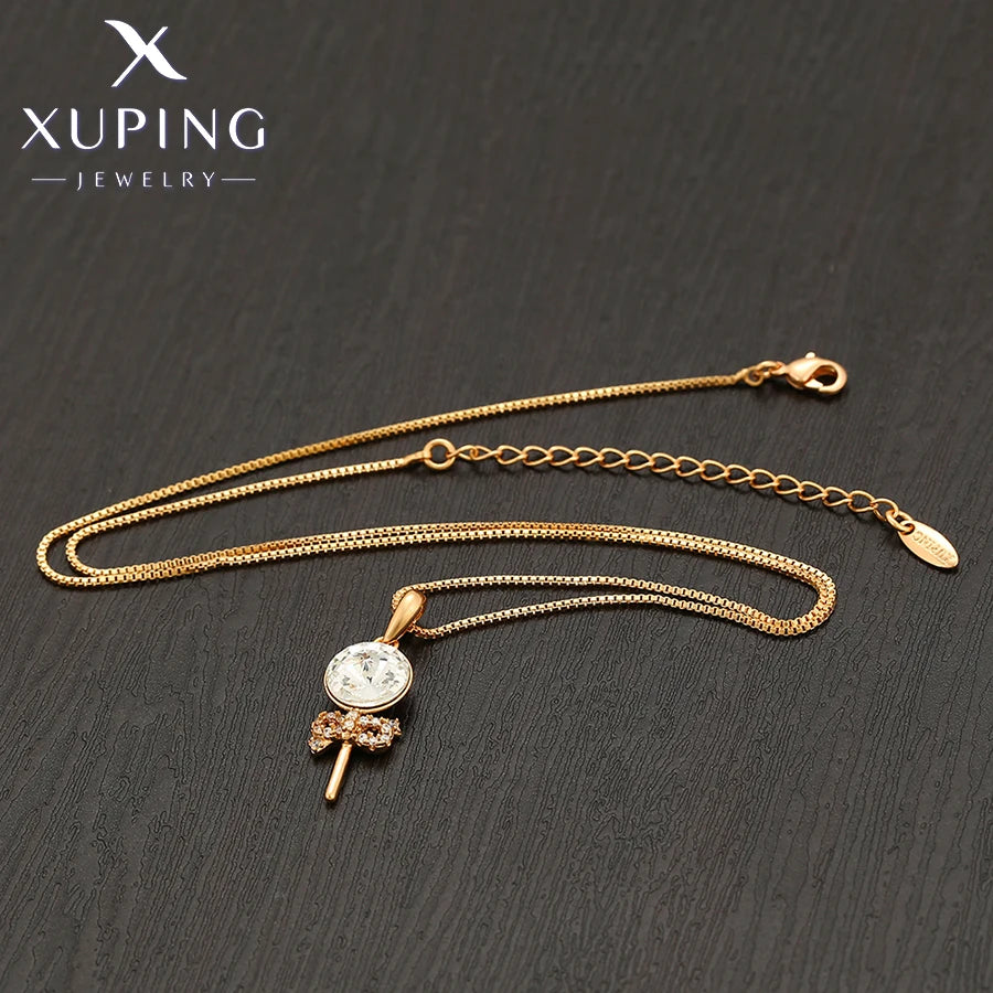 Gold Tone Crystal Pendant Necklace