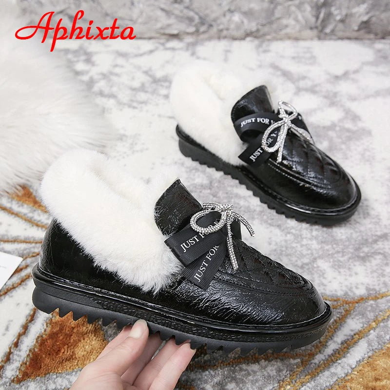 Waterproof Silver Bling Warm Plush Snow Boots for Women