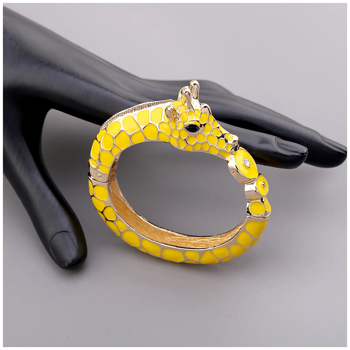 Gold Plated Zebra Enamel Statement Cuff Bracelet for Women
