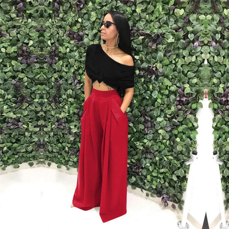 Pleated Front Palazzo Pants
