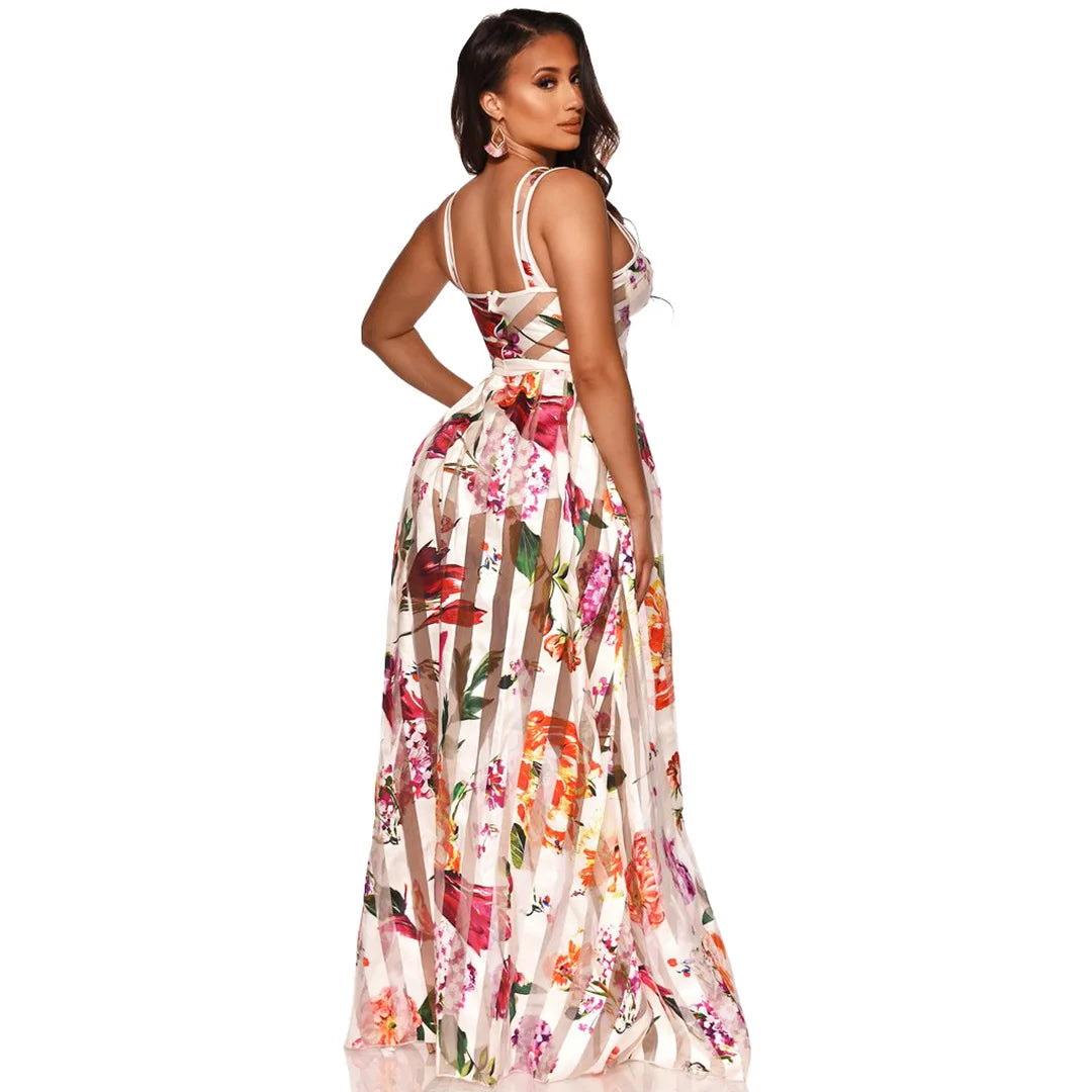 Floral Spaghetti Strap Pattern Maxi Dress for Women