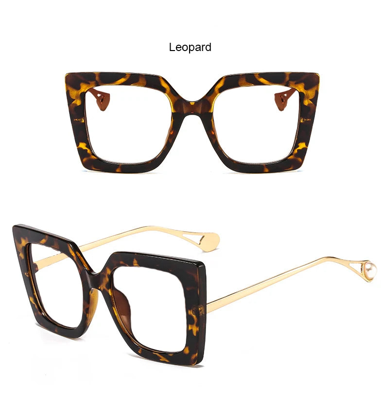 Oversized Leopard Blue Light Blocking Reading Glasses for Women