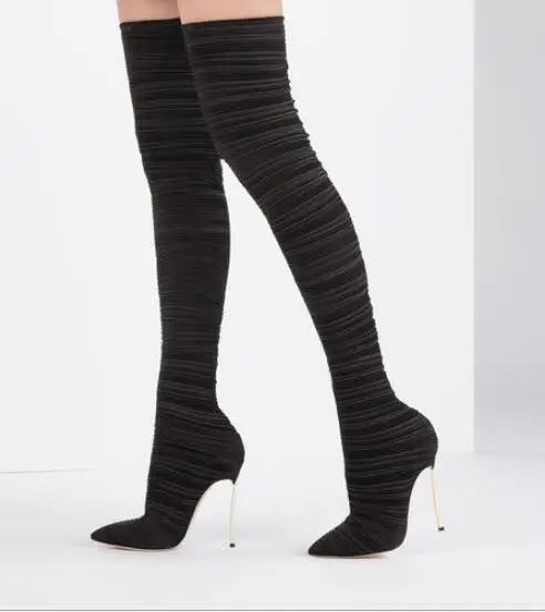 Spiral Pattern Stiletto Over The Knee Boots for Women