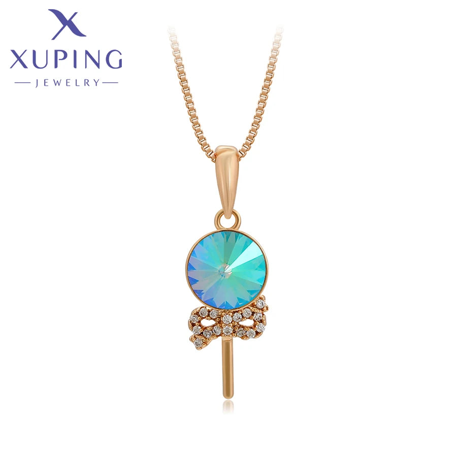Gold Tone Crystal Pendant Necklace