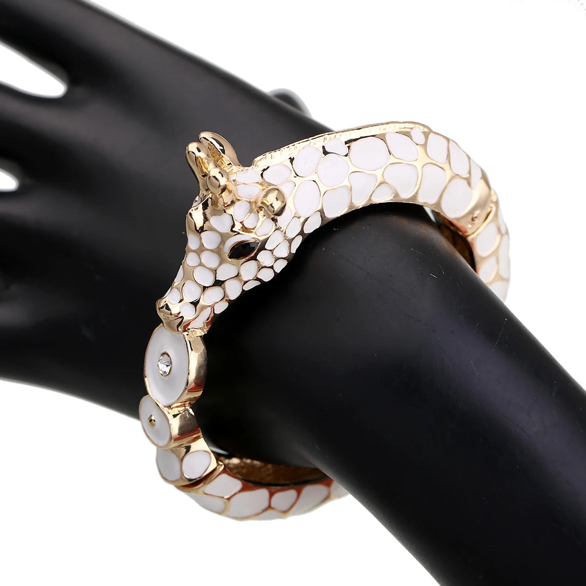 Gold Plated Zebra Enamel Statement Cuff Bracelet for Women