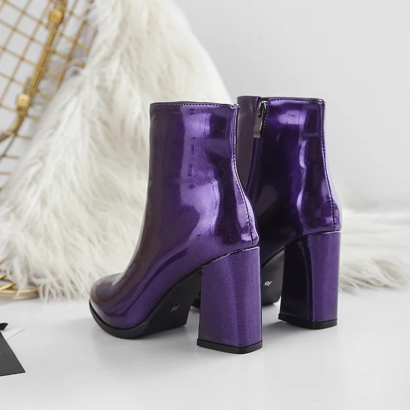 Metallic Silver Pointed Ankle Boots