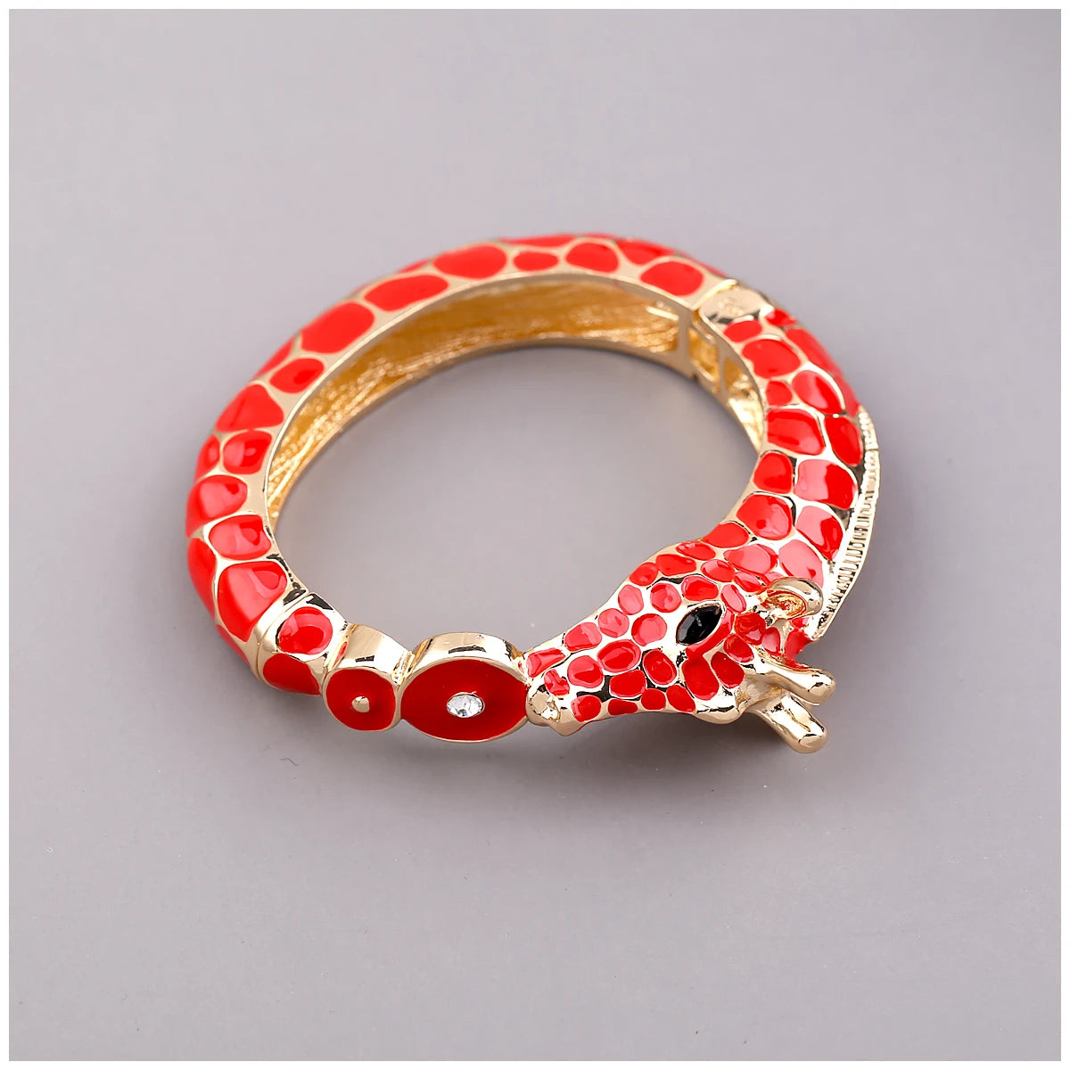 Gold Plated Zebra Enamel Statement Cuff Bracelet for Women