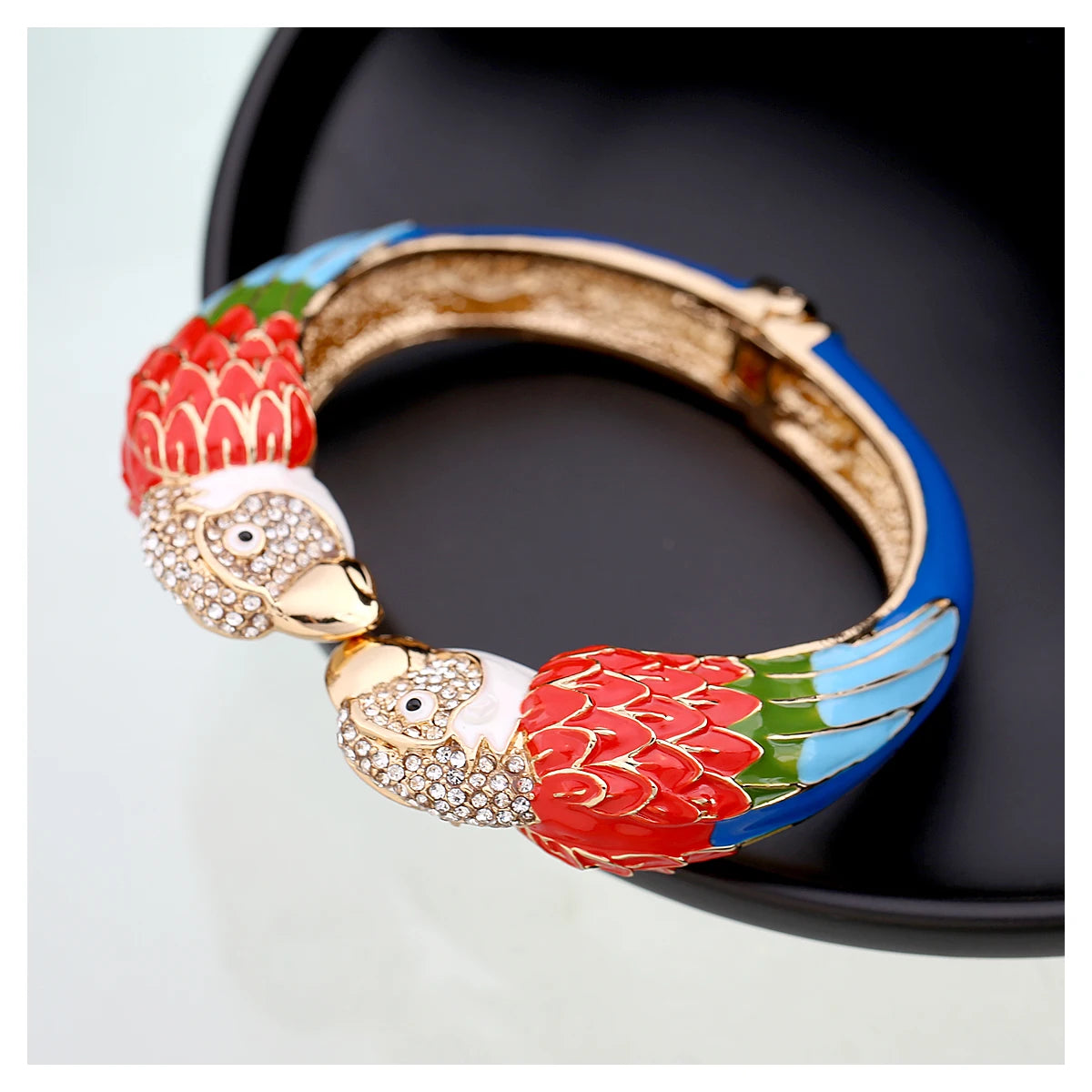 Statement Double Macaw Enamel Cuff Bracelet for Women