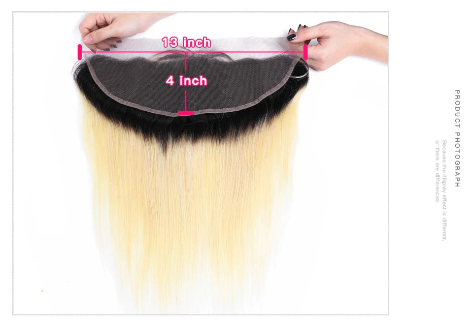 Dark Root Blonde Ombre Straight Hair Bundles With Lace Frontal For Women