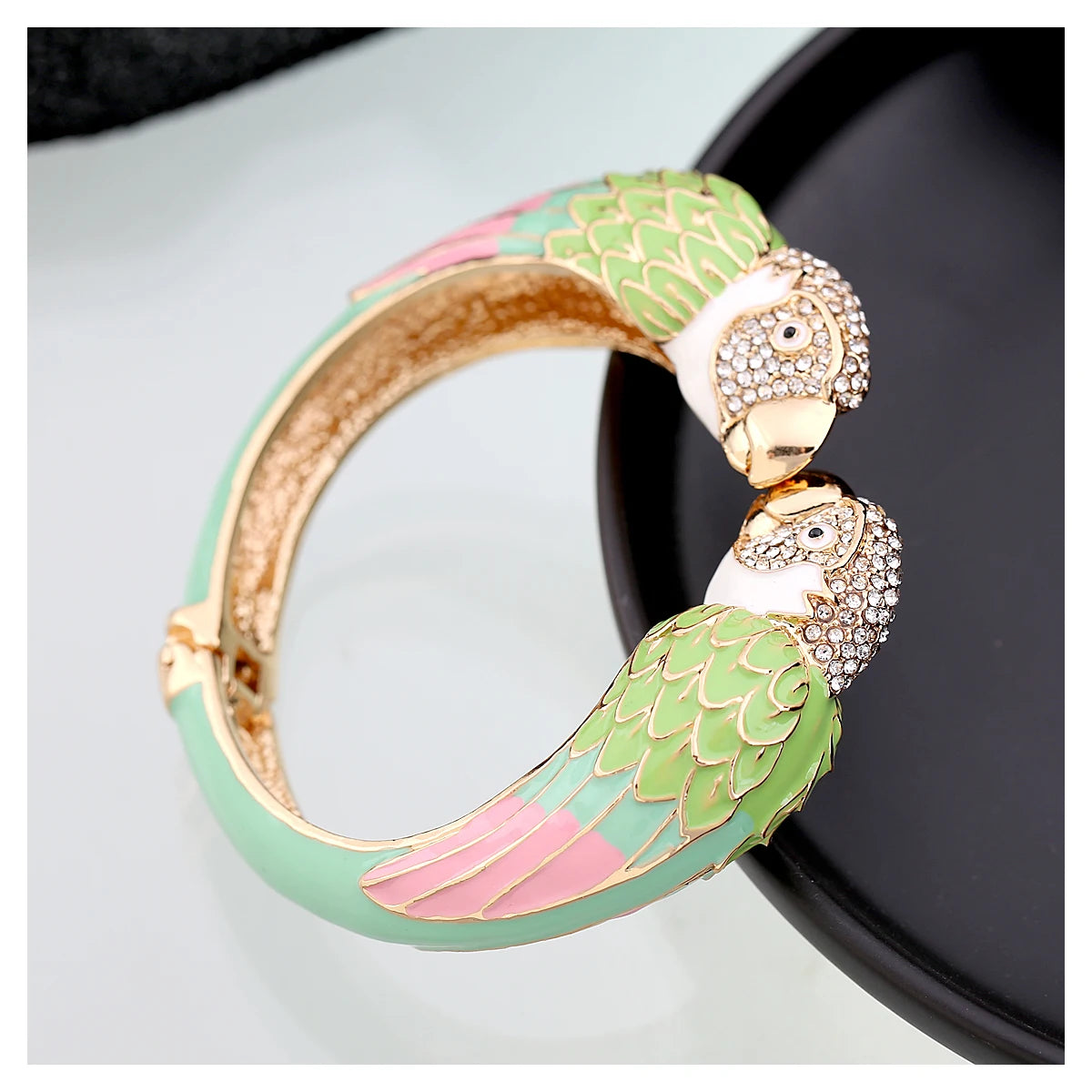 Statement Double Macaw Enamel Cuff Bracelet for Women