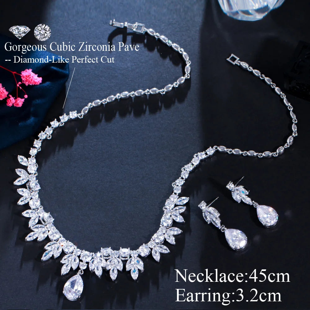 Cubic Zirconia Necklace And Earring Set
