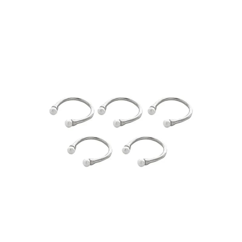 5pcs Simple Opening Ring Pearl Fashion Design Set Combination Ring Geometric Knuckle Midi Rings Set Jewelry Anillos