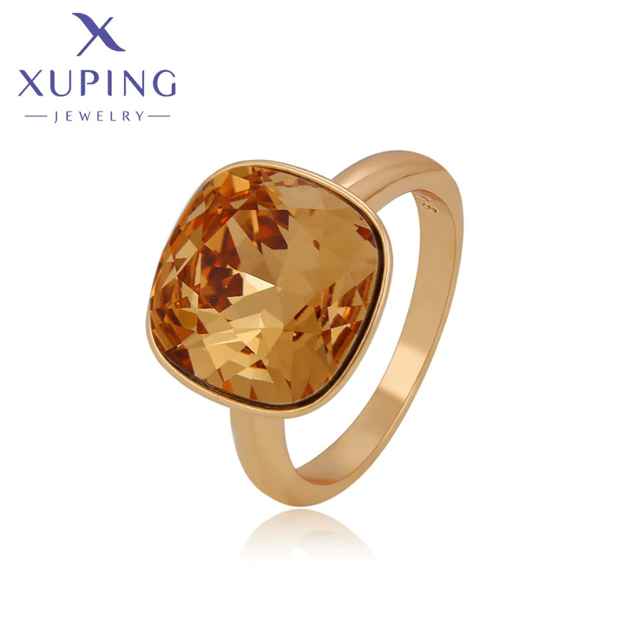 Gold Plated Teardrop Crystal Ring