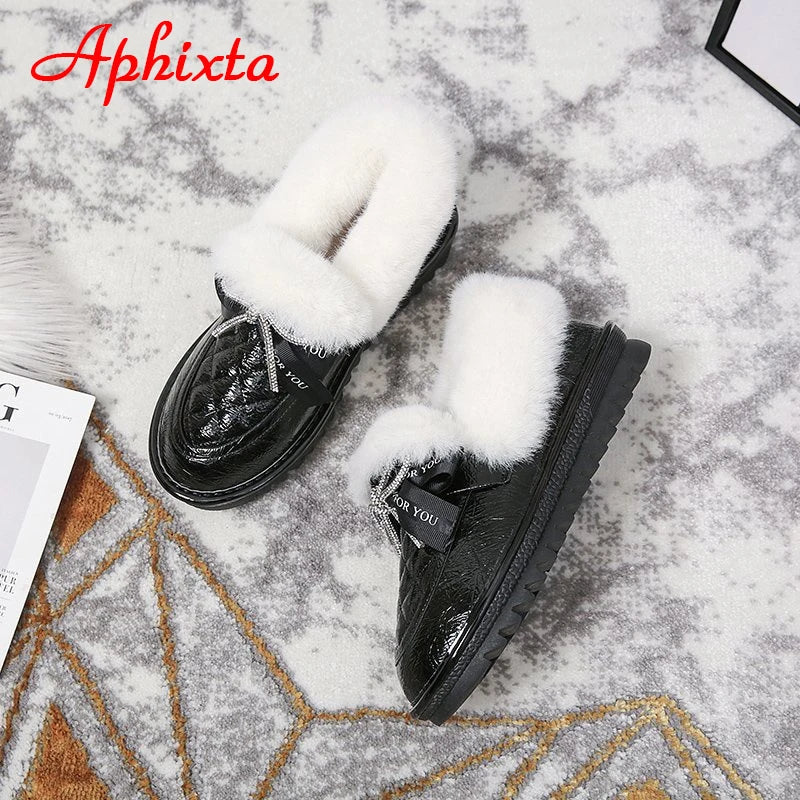 Waterproof Silver Bling Warm Plush Snow Boots for Women