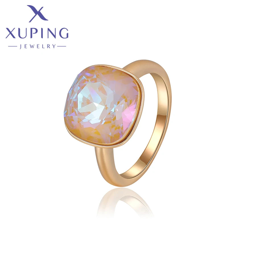 Gold Plated Teardrop Crystal Ring