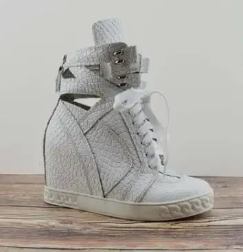 Casual Patchwork Buckle Strap Hollow Out Wedge Ankle Boots for Women