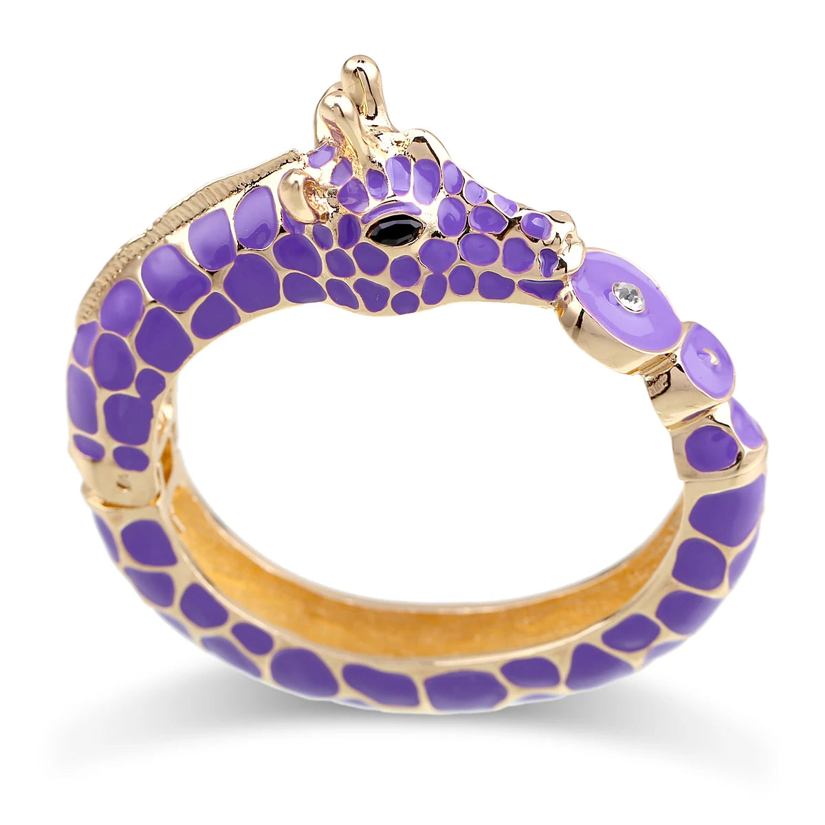 Gold Plated Zebra Enamel Statement Cuff Bracelet for Women