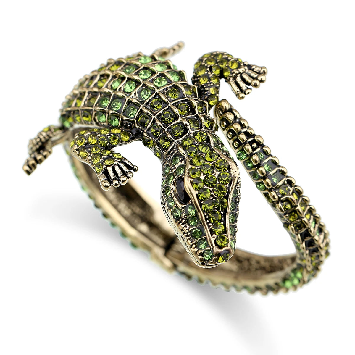 Vintage Crocodile Rhinestone Cuff Bracelet for Women