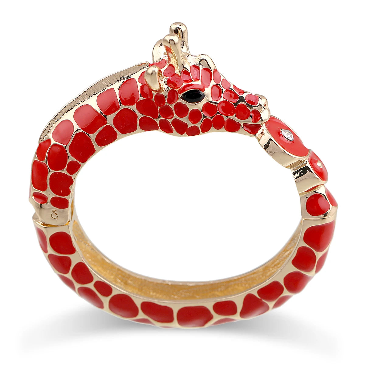 Gold Plated Zebra Enamel Statement Cuff Bracelet for Women
