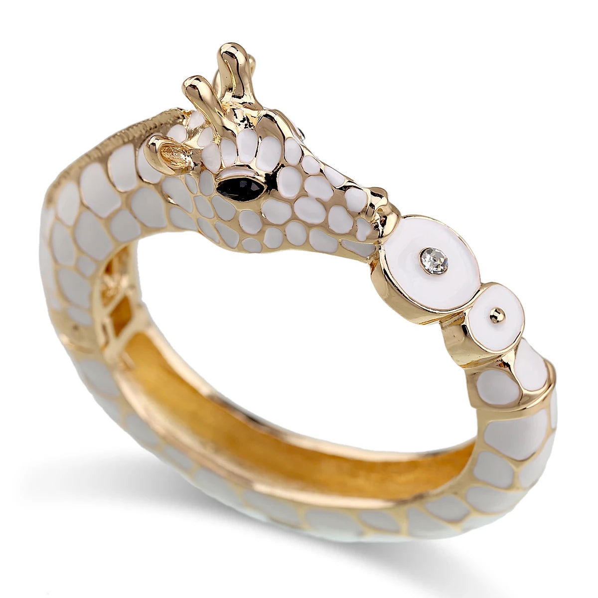 Gold Plated Zebra Enamel Statement Cuff Bracelet for Women
