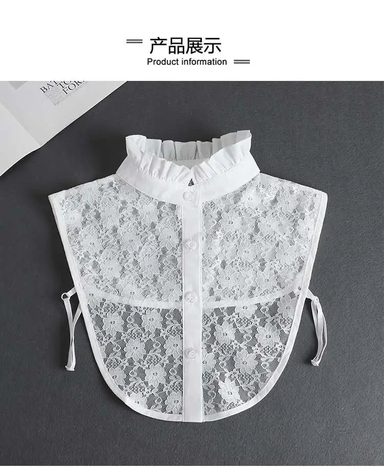 White Fake Collar Shirt Women Shawl Detachable Shirt Collar Lace False Collar Lapel Blouse Women Clothes Accessories Faux Col