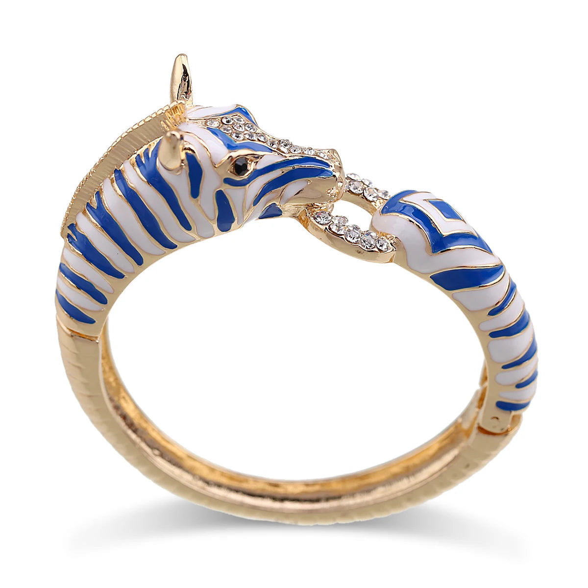Gold Plated Crystal Zebra Style Cuff Bracelet for Women