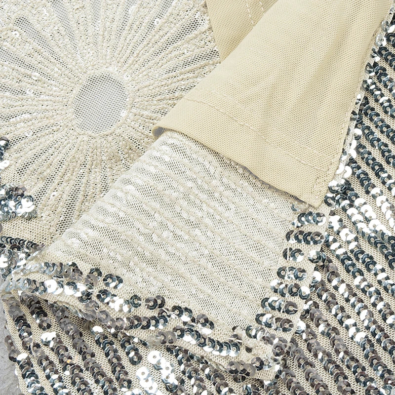 Sequined Ruffle Maxi Slip Dress with V Neck for Women