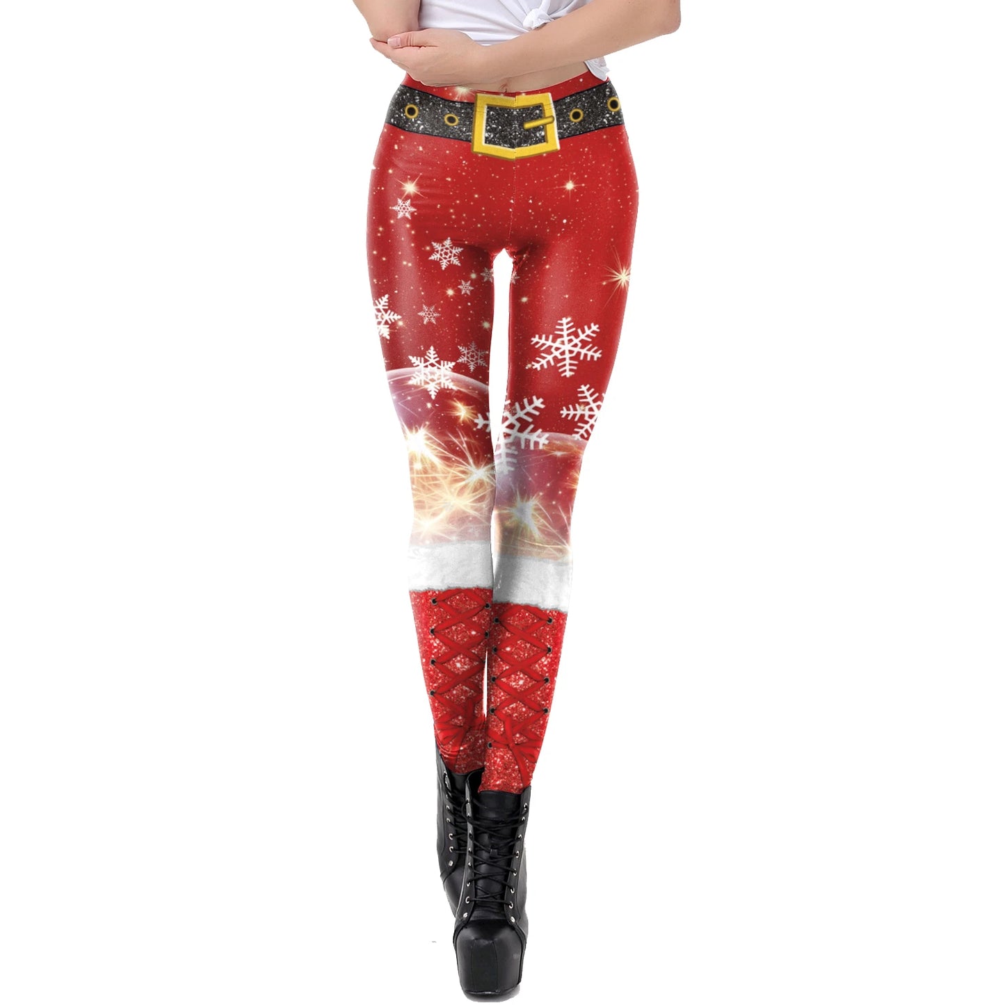 Warm Cozy Festive Christmas Knit Leggings for Women