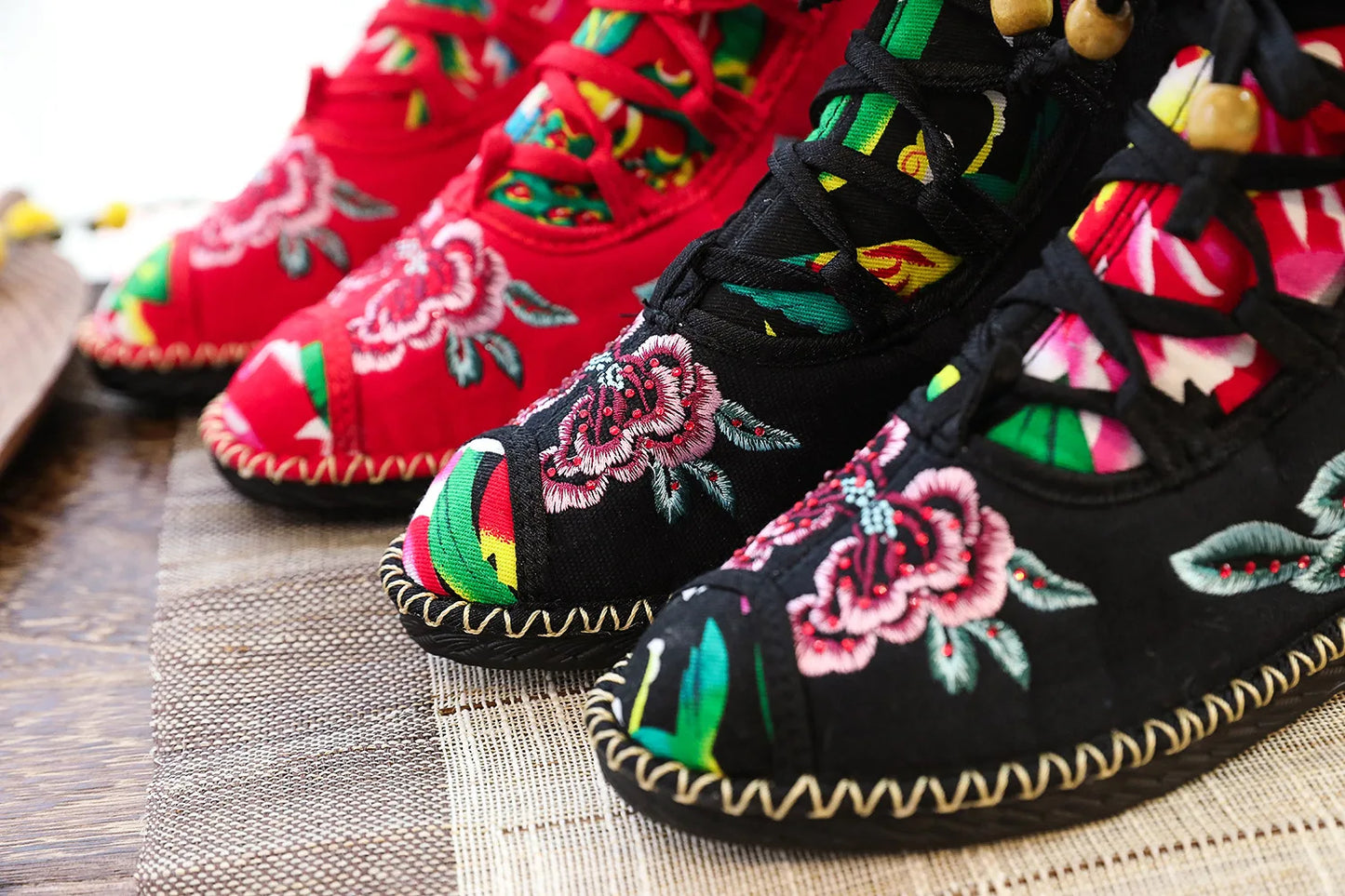 Vintage Floral Canvas Wedge Boot