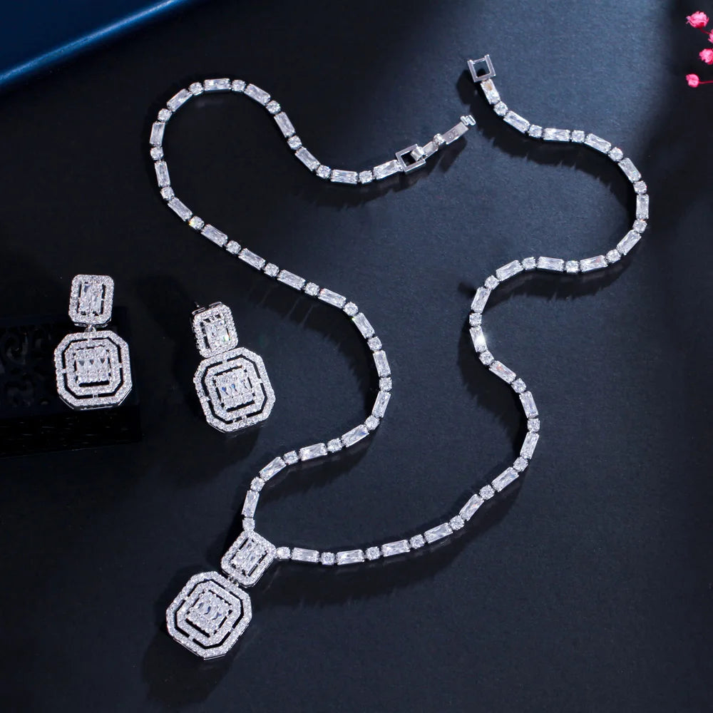 Baguette Cubic Zirconia Necklace Set