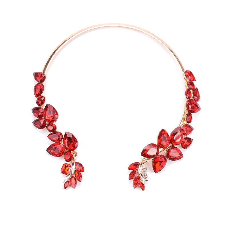 Green Crystal Open Collar Choker Necklace for Women