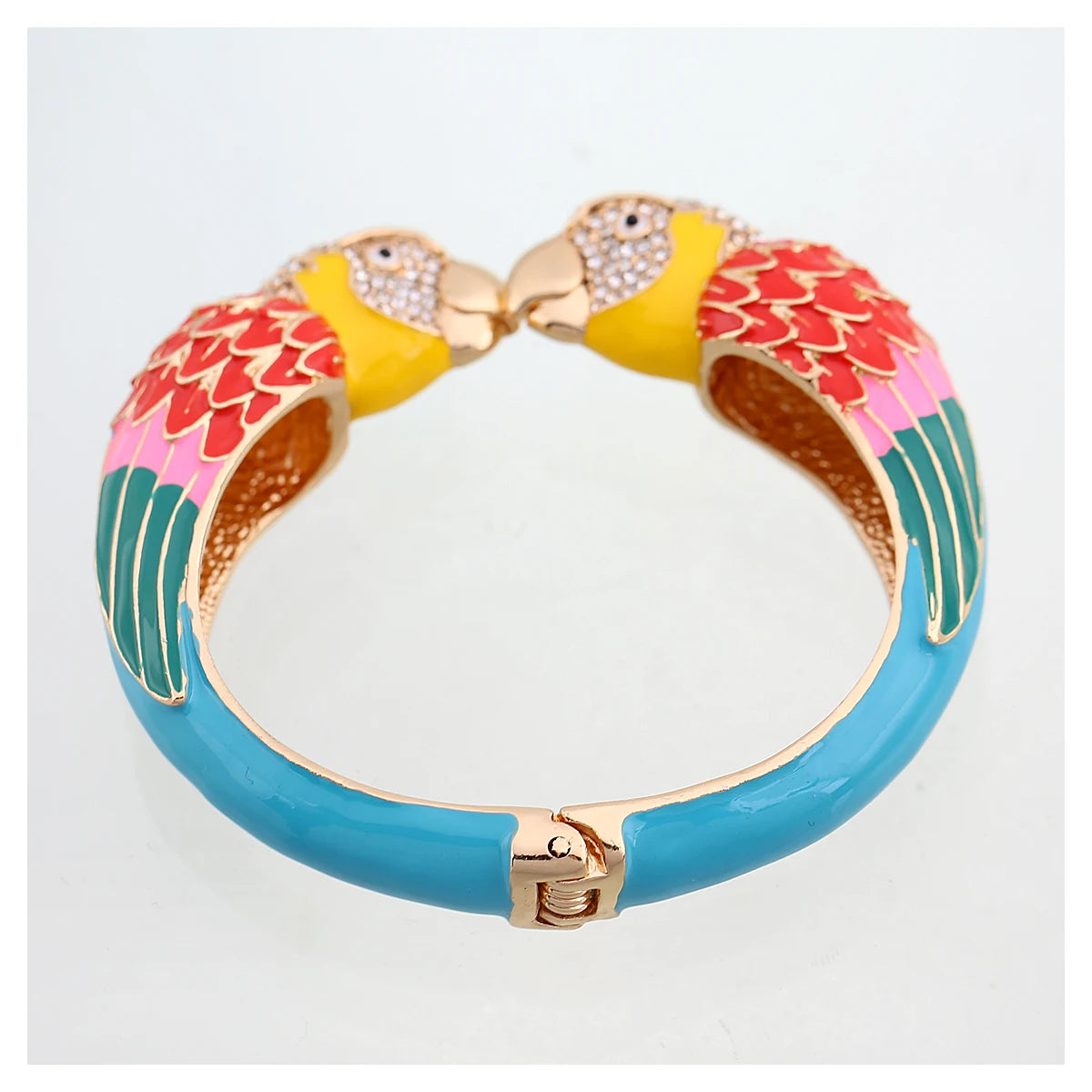 Statement Double Macaw Enamel Cuff Bracelet for Women